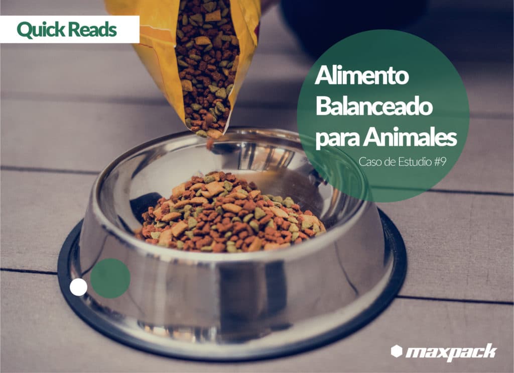 Caso de Estudio 9: envasado vertical y enfardado para empacar alimentos de mascotas en fundas de 3 sellos en formato gusset con fuelle y pillow.
